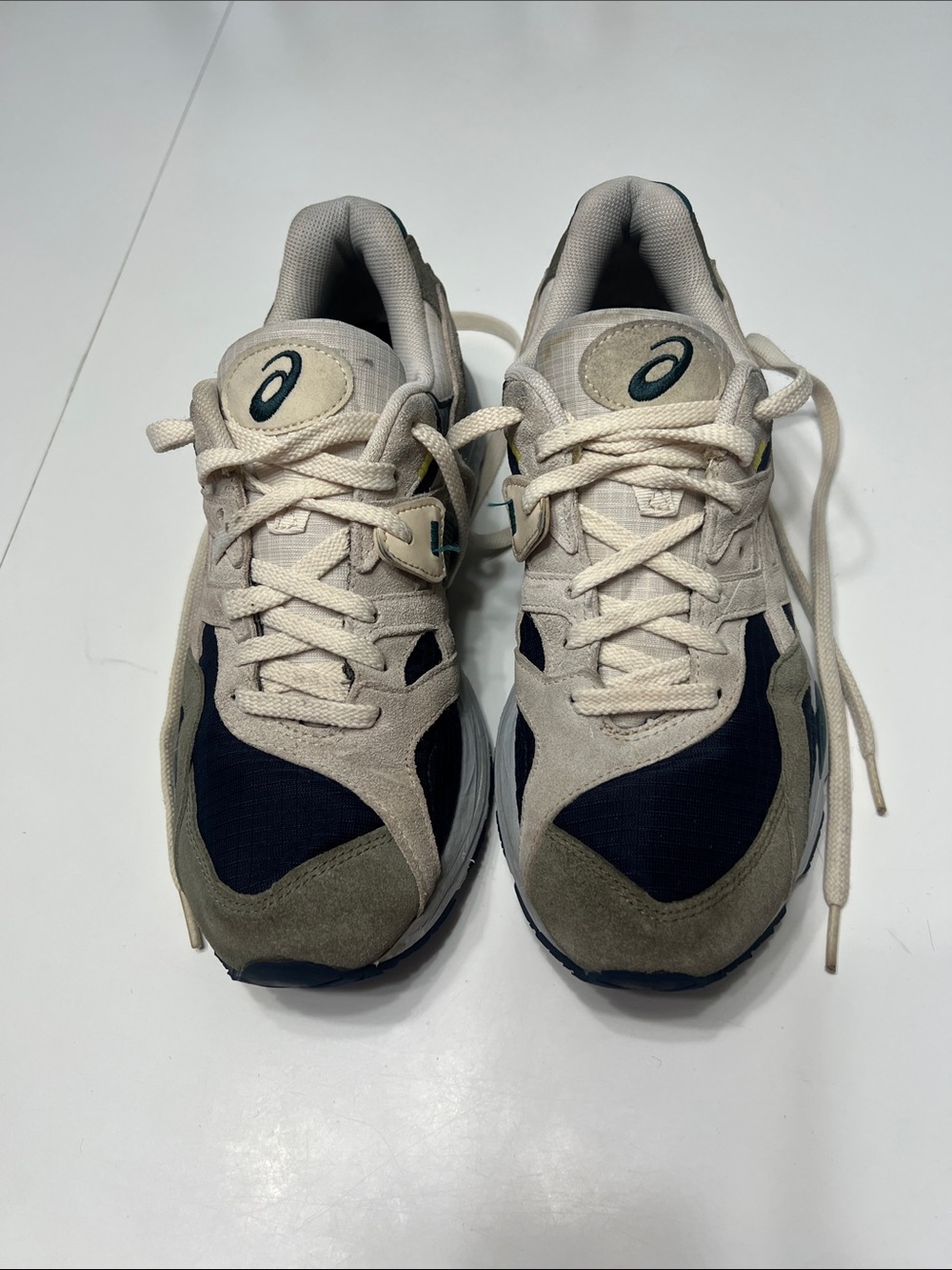 Asics Men’s Athletic Shoes in Cream, Black and Olive Green